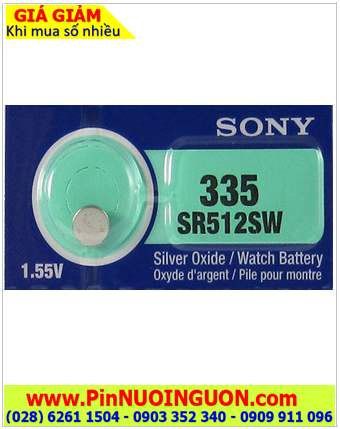 Sony SR512SW _Pin 335; Pin đồng hồ 1.55v Silver Oxide Sony SR512SW _Pin 335 (Xuất xứ Indonesia)